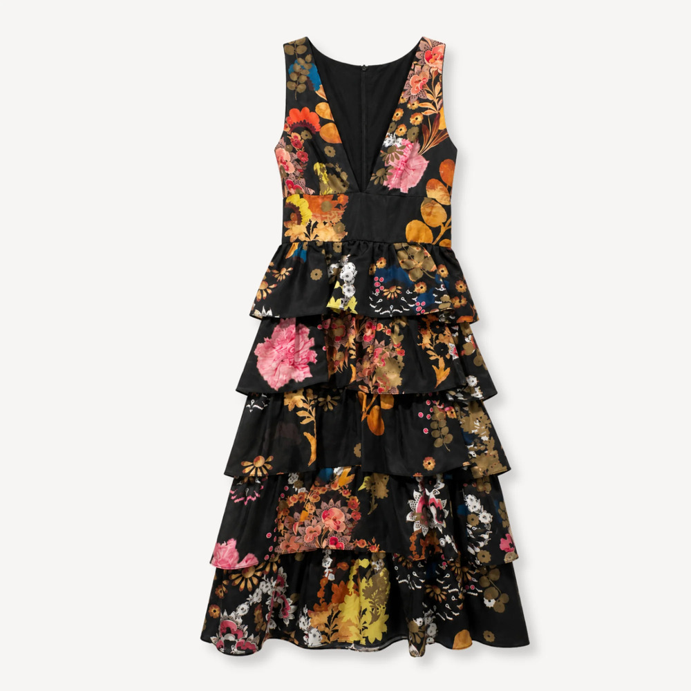 Cynthia Rowley Silk Tiered Ruffle Mini Dress